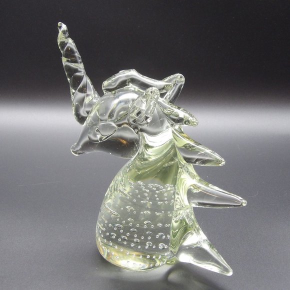 Vintage Hand Blown Art Glass Unicorn with Applied Mane & Applied Horn 7"H x 6"W - Picture 4 of 10